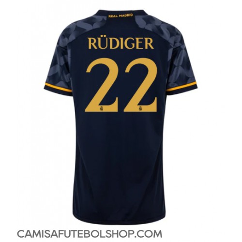 Camisa de time de futebol Real Madrid Antonio Rudiger #22 Replicas 2º Equipamento Feminina 2023-24 Manga Curta
